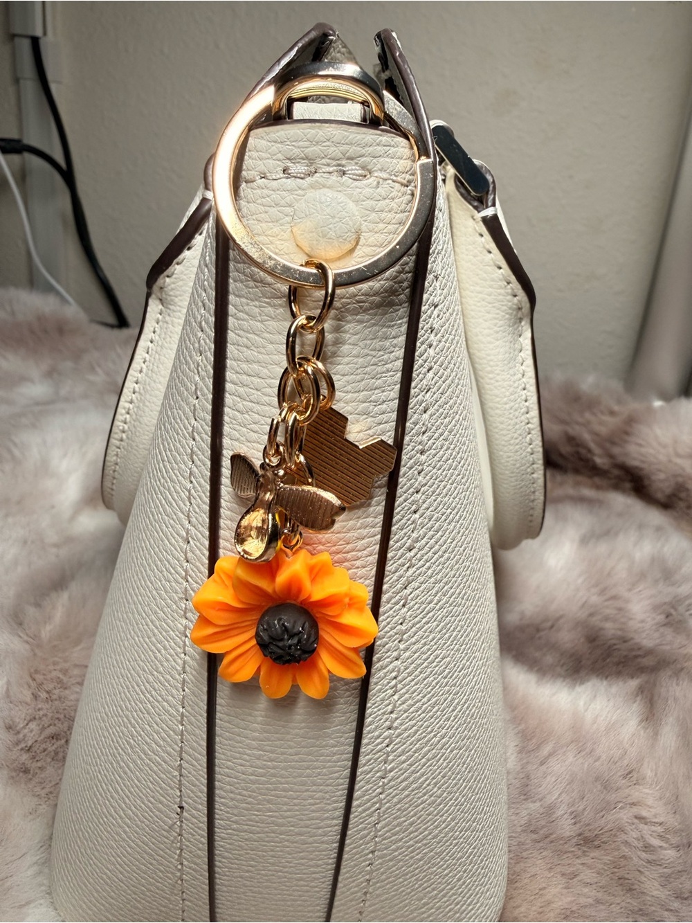 Orange Flower Bag, Charm Purse Keychain With BN Honeycomb Feature Brand New